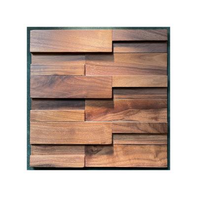 China Natural Hot Selling Cheap Black-patternde Custom/Walnut Mosaic 3d Interior Art Decorative Wood Wall Trim Panel for sale