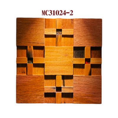 China natural good quality mosaic wall solid wood decorative 3d wall panel-patternde material sound insulation sound insulation panel for sale