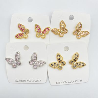 China New Arrival Fashion Women Jewelry 925 Sterling Silver Brass Cz Butterfly Stud Earring For Girls for sale