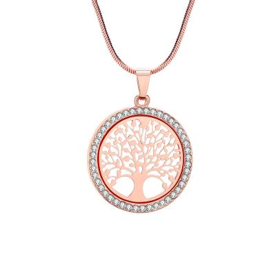 China Trendy Pendant Fashion Jewelry Tree Of Life Around Crystal Necklace For Women for sale