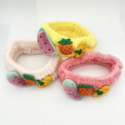 China Wholesale Hair Decoration Fashion Lovely Cute Fruit Elastic Headband Plush Makeup Hair Bands for sale