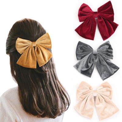 China Girls Hair Decoration Fashion Hair Accessories Soild Color Velvet Bow Hair Clip Butterfly Clips For Women for sale