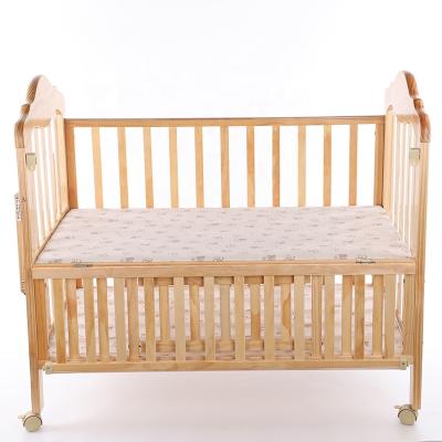 China Factory direct sale Chinese natural solid pine wood baby hutch eco-friendly materials with wheels universal baby hutch baby furniture for sale