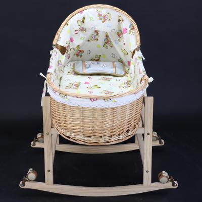 China Newest Moses Basket Stand Wood Rocking Rack for Baby Moses Basket Crib New Born Crib Baby Basket with Mosquito Net for sale