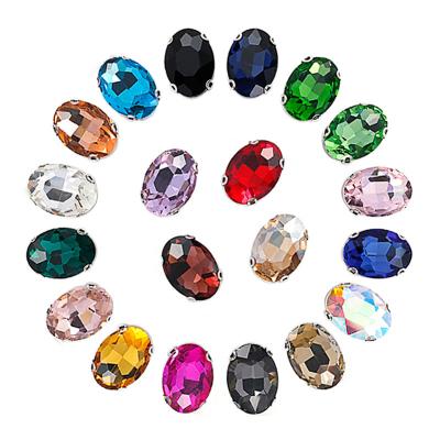 China High Quality Normal Oval Glass Crystal Rhinestone Flatback Flatback Claw Crystal Glass Accessories Sewn On Rhinestone Clothes for sale