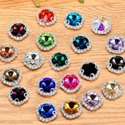 China Rage Flatback Bags Rhinestones Iron Sew On Stone Rivoli Flatback Holes Claw Setting Wholesale R Patches For Clothes Around Backing 10mm for sale