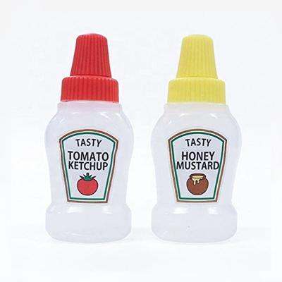 China Food 25ml Squeezable Jar Ketchup Mini Condiment Squeeze Bottle Honey / Plastic Portable Lunch Box Sauce Containers for sale