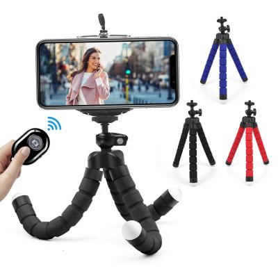 China KALIOU PORTABLE Mini Flexible Sponge Octopus Tripod for iPhone Samsung Xiaomi Huawei Mobile Phone with Remote Control Phone Holder for sale