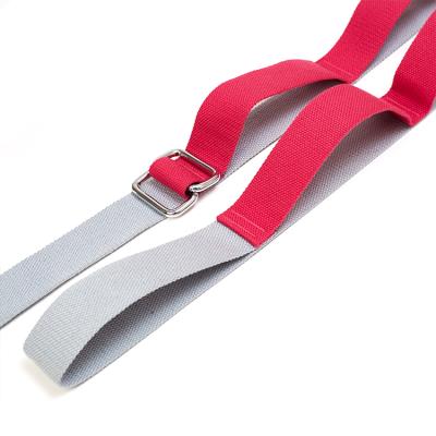 China High Elasticity Fitness Non-Toxic Polyester Cotton Yoga Strap High Quality Custom Made Stretch Belt With Buckles for sale