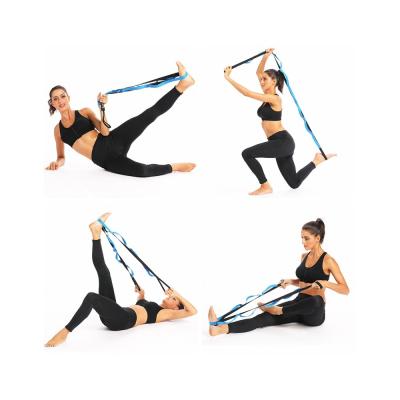 China Low MOQ High Elasticity Elastic Strap With 8/10/12 Flexible Loops Exercises Workout Eco Yoga Stretching Strap Belt for sale