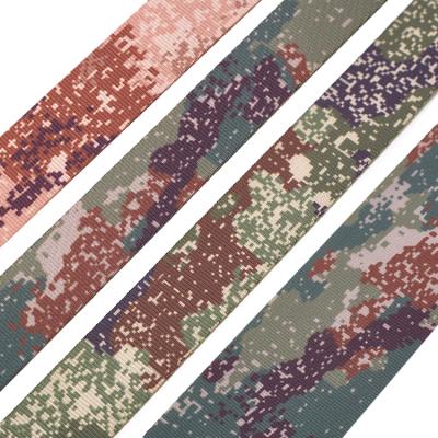 China Viable High Quality Heat Transfer Printing Webbing Custom Camouflage Pattern Polyester Webbing for sale