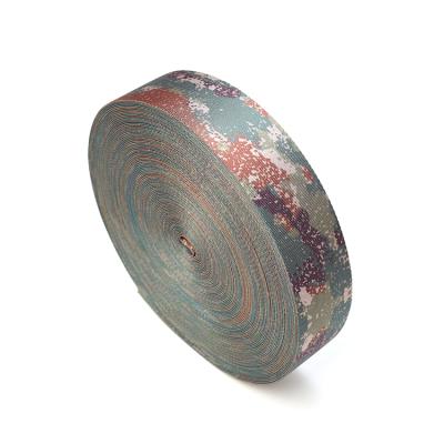 China Custom Viable Design Webbing Tape Printed Webbing Logo Camouflage Pattern For Garment for sale