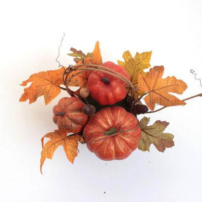 China Indoor Outdoor Decoration Artificial Fall Floral Centerpiece for Table Decoration with Pumpkins and Leaves for sale