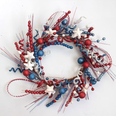 China Indoor Outdoor Decoration 20 Inch Patriotic Garland For Fourth Of July Garland For Front Door Decoration for sale