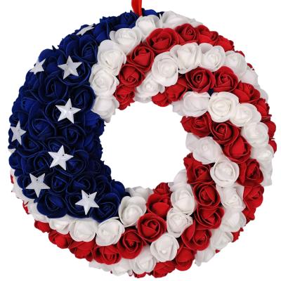 China Patriotic 4th of July Indoor Outdoor Garland Decoration for Front Door Handcrafted Memorial Day Decoration for sale