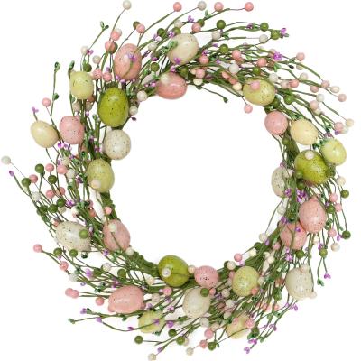 China 2022 New Arrivals Easter Decoration 20 Inch Easter Eggs Braid With Twigs And Berry Eggs Easter Wreath for sale