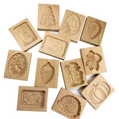 China Sustainable Customized Wood Cookie Presses Stamps  Biscuits  Molds for Kitchen DIY and Family Gatherings for sale