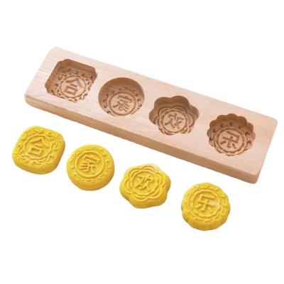 China Sustainable ACustom Chinese Traditional Mini Chocolate Ice Cake Molds  Cookie Baking Tool Wooden Moon Cake Pastry Mold for sale