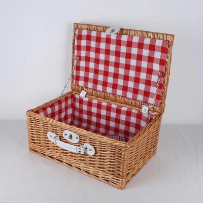 China China Kingwillow 2021 Hot Sell Luxury Food Rattan Plastic Customized Holiday Gift Hamper Cane Picnic Woven Basket for sale