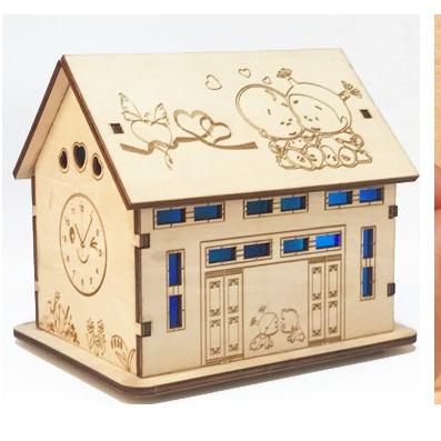 China Factory price high quality wooden house piggy bank safe box for money for sale