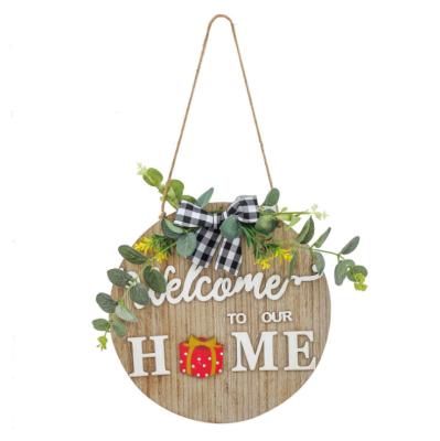 China Europe Customized Amazon Hot Sale Funny Decorative Wooden Front Entrance Welcome Signs With Butterfly for sale