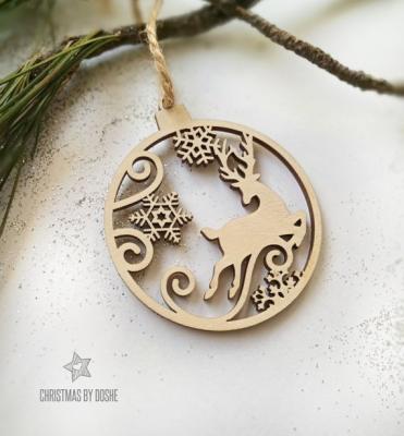 China 2021 Wood Laser Cut Wooden Deer Christmas Tree Decoration For Home Party for sale