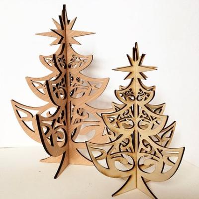 China Wood Laser Cut Wooden Christmas Decorations Ornaments Hanging Christmas Tree Decoration Christmas Stocking for sale