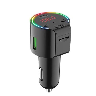 China CAR CHARGER GXYKIT G61 QC3.0 Type-C TF Card Car FM Transmitter Car MP3 Player With Colorful Light for sale