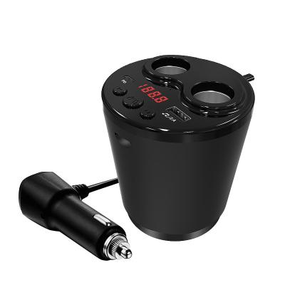 China Wireless Handsfree Car Kit Dual Cigarette Lighter Support FM Radio/Bluetooth/Car FM Transmitter Bluetooth MP3 Player Cup Cup Style Flash Socket /USB Disk/TF Card With Remote Control for sale