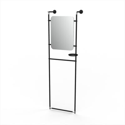 China Durable New designed metal towel ladder towel rack towel rail with mirror and storage tray for sale