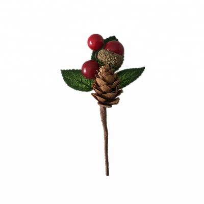 China Wholesale Christmas Flower Picks Mini Berry Pick Artificial Pinecone For Gift Box Box Props for sale