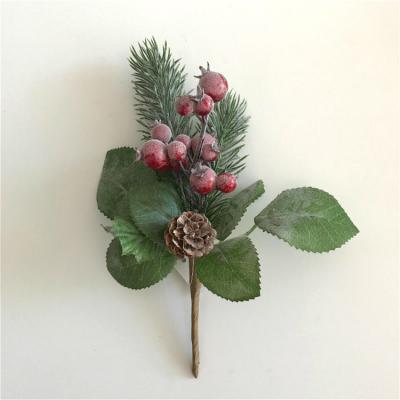 China Flower Christmas Picks Artificial Frosted Berries Sprig For Christmas Decoration 2017 for sale