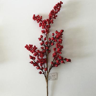 China Handmade Foam Flower Stem High Quality Artificial Red Long Berry Stem For Christmas Artificial Berry Flower Branch for sale