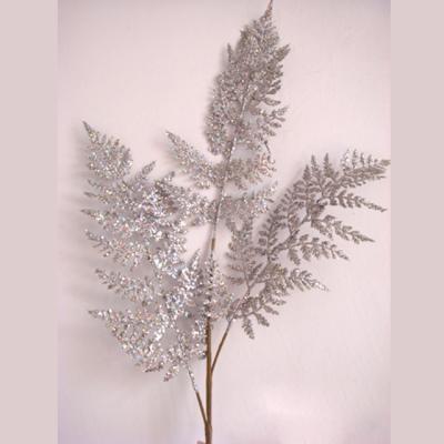 China Spray Plastic Christmas Pick Glitter Fern Flower For Christmas Decoration for sale