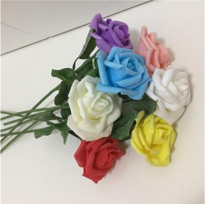 China Foam Realistic Single Foam Rose Stem W/Leaves for sale