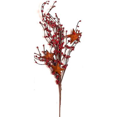 China Hot Sale Artificial Pip Berry Picks w/wired stem, spray, cluster, bouquets w/rusty star for sale