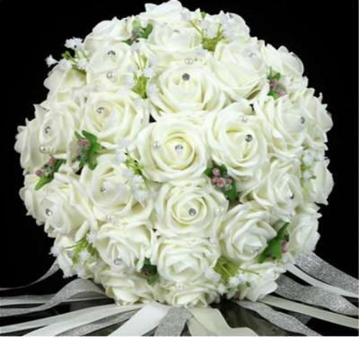 China Wedding High Quality Handmade Small Rose Crystal Pearl Bridesmaid Flowers Wedding Bridal Bouquet 2017 Bouquet Decoration for sale