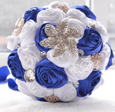 China Luxury Silk Rose Bride Wedding Flower Bouquet With Satin Ribbon Bridal Bouquets For Brides Bridesmaid Wedding Hand Attendance Flower for sale