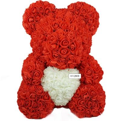 China Artificial Flower Gift Fully Gathered Hugz Teddy Bear Rose Flower Bear for Mothers Day Valentines Day Artificial Flowers Gift for sale