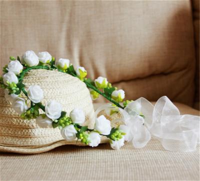 China High Quality Flower Flower Hair Garland W/Ribbon End To Adjust Size To Wedding Floral Hair Garland For Girls for sale