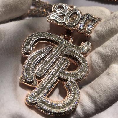 China Best Quality VVS Hiphop Wand Custom Letter Moissanite Silver Letter Pendant 925 Hiphop Jewelry for sale