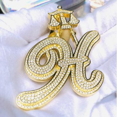 China Hiphop Customized Silver Pendant Necklace For Men Ice Out Custom Hip Hop Jewelry Moissanite Hip Hop Name Pendant for sale