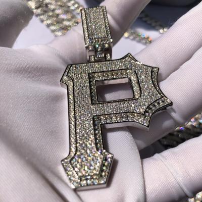 China Hiphop Factory Price Jewelry 925 Sterling Silver VVS Moissanite Name Girl Pendant Custom Iced Out Pendant Letter P for sale