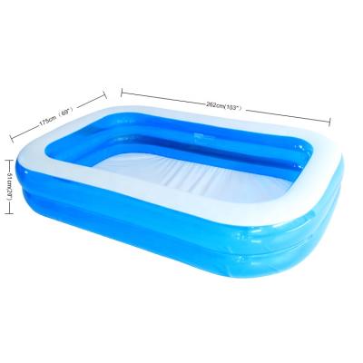 China Outdoor Customized Large Transparent Blue Adult Inflatable Swimming Pools Two Rings PVC Pool for sale