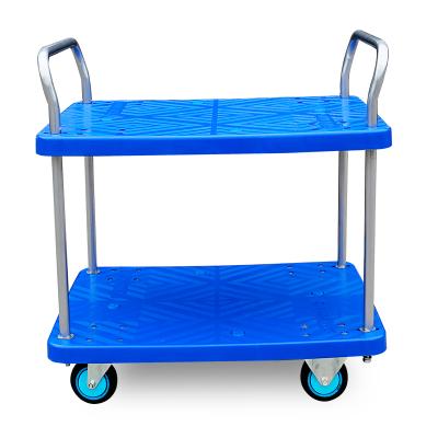 China Easy Warehouse Mobile Two Storey Trolley Platform Cargo Warehouse Trolley Stainless Steel Heavy Duty Silent Wheel for sale