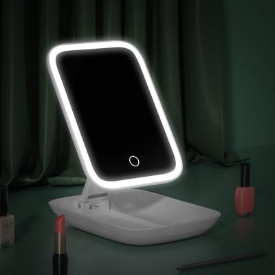 China Factory M15 Small Vanity Table Canity Contract Crystal Makeup Mirror With Led Logo Light for sale