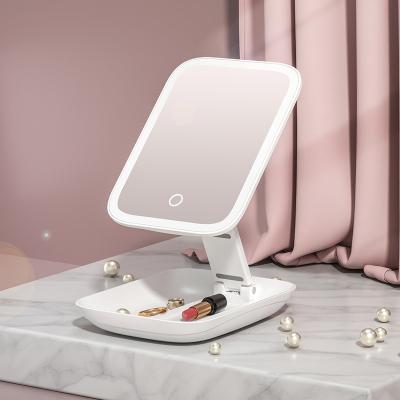 China M15 Plastic Travel Lighted Usb Power Rechargeable Makeup Mirror With Led Light for sale