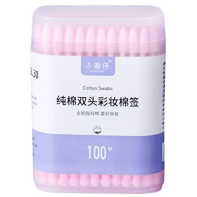 China Eco-fridendly Cotton Swab Bamboo Cotton 100pcs Bamboo Stick Cotton Buds with paper box Makeup Remover Swab for sale