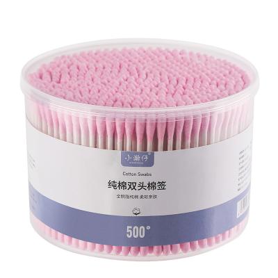 China Eco-fridendly Hot Sale 500Pcs Disposable Ear Cleaner Makeup Qtips Paper Stick Cotton Swab Round Box for sale