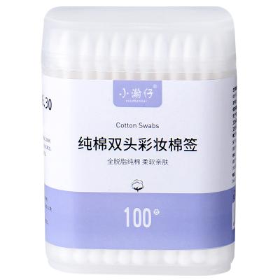 China Makeup use 100PCS Factory Double Head Ear Clean Bamboo Paper Stick Cotton Swabs Makeup Cotton Buds for sale